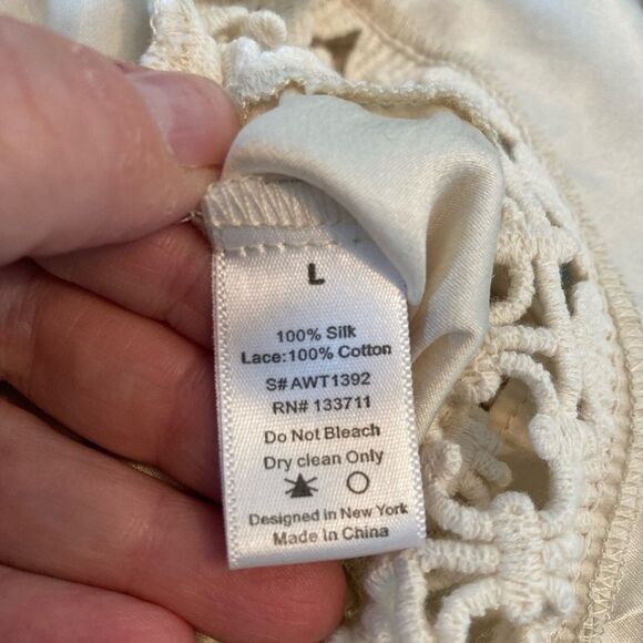 The Addison Story Anthropologie Silk & Cotton Crochet Women's Top - Picture 9 of 10